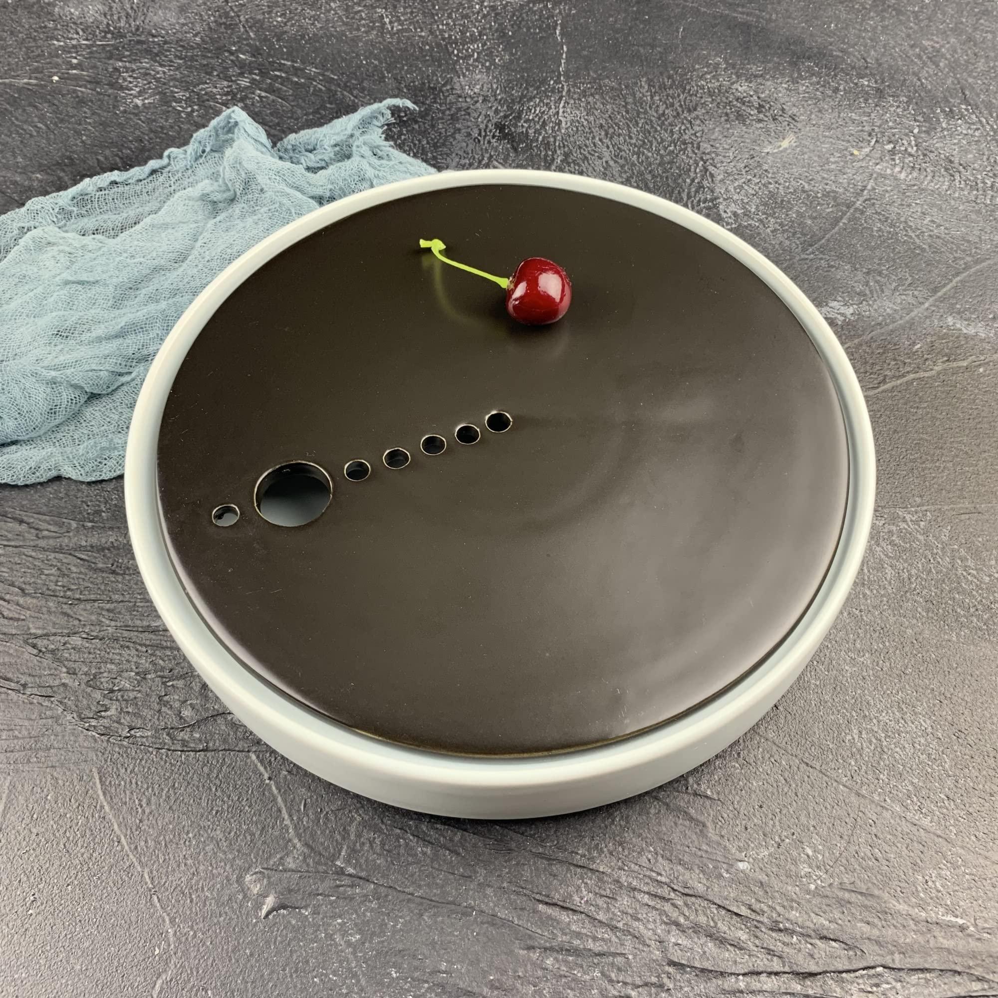 TAHUSA Personality Creative Dry Ice Tableware Ceramics Serving Platter Molecular Cuisine Serving Dishes for Restaurant Black,white (Color : Style 1, Size : 9 inches)