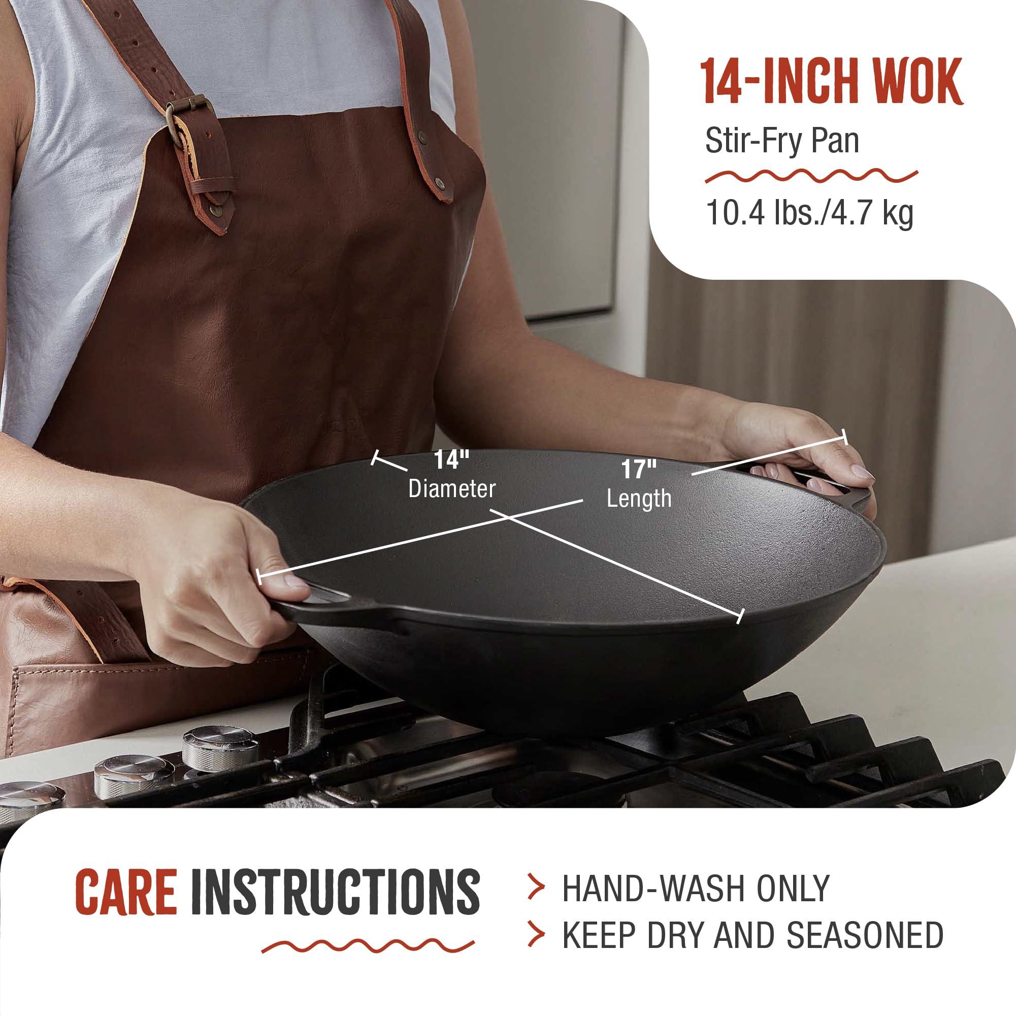 Victoria Victoria Cast Iron Wok with Loop Handles, Made in Colombia, 14 Inches