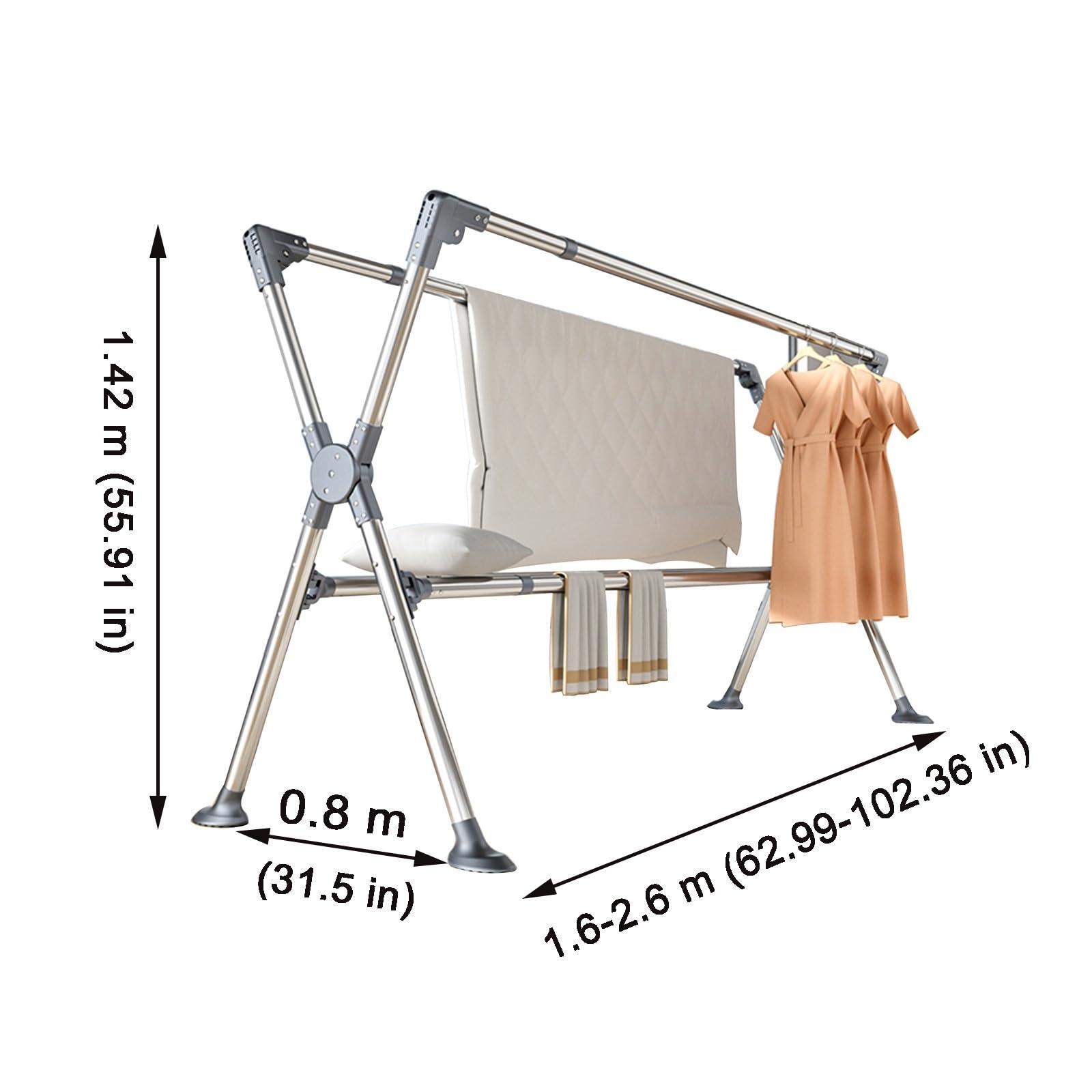 RIFWOVE Freestanding Laundry Rack, Drying Rack Clothing, Laundry Clothes Storage, Clothes Drying Rack, Tall Metal Foldable Laundry Clothes Drying Rack Stand, Stainless Steel Laundry Rack ( Color : Silver , Si