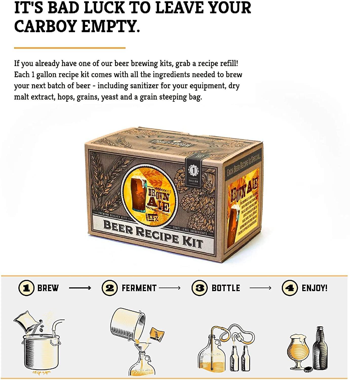 Craft A Brew Craft A Brew Recipe Kit - Brown Ale Refill - 1 Gallon - Ingredients for Home Brewing Beer