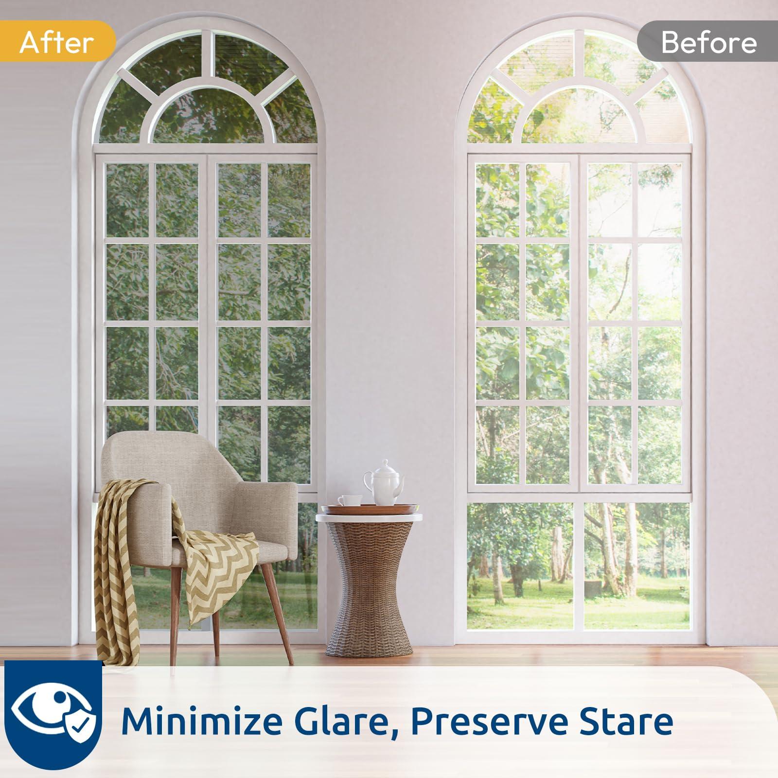 rabbitgoo rabbitgoo Window Privacy Film One Way Window Tint for Home, Removable Reflective Heat Sun Blocking Anti UV Glass Door Covering, Mirror Tinting Film House Office, 35.4 in X 9.8 Feet, Silver