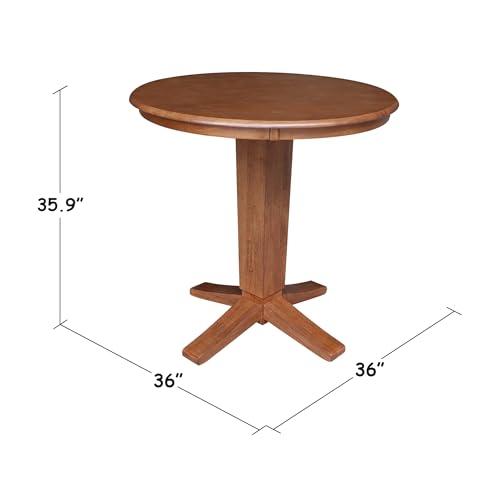 IC INTERNATIONAL CONCEPTS IC International Concepts 36 in Round Top Counter Height Pedestal Dining Table in Distressed Oak