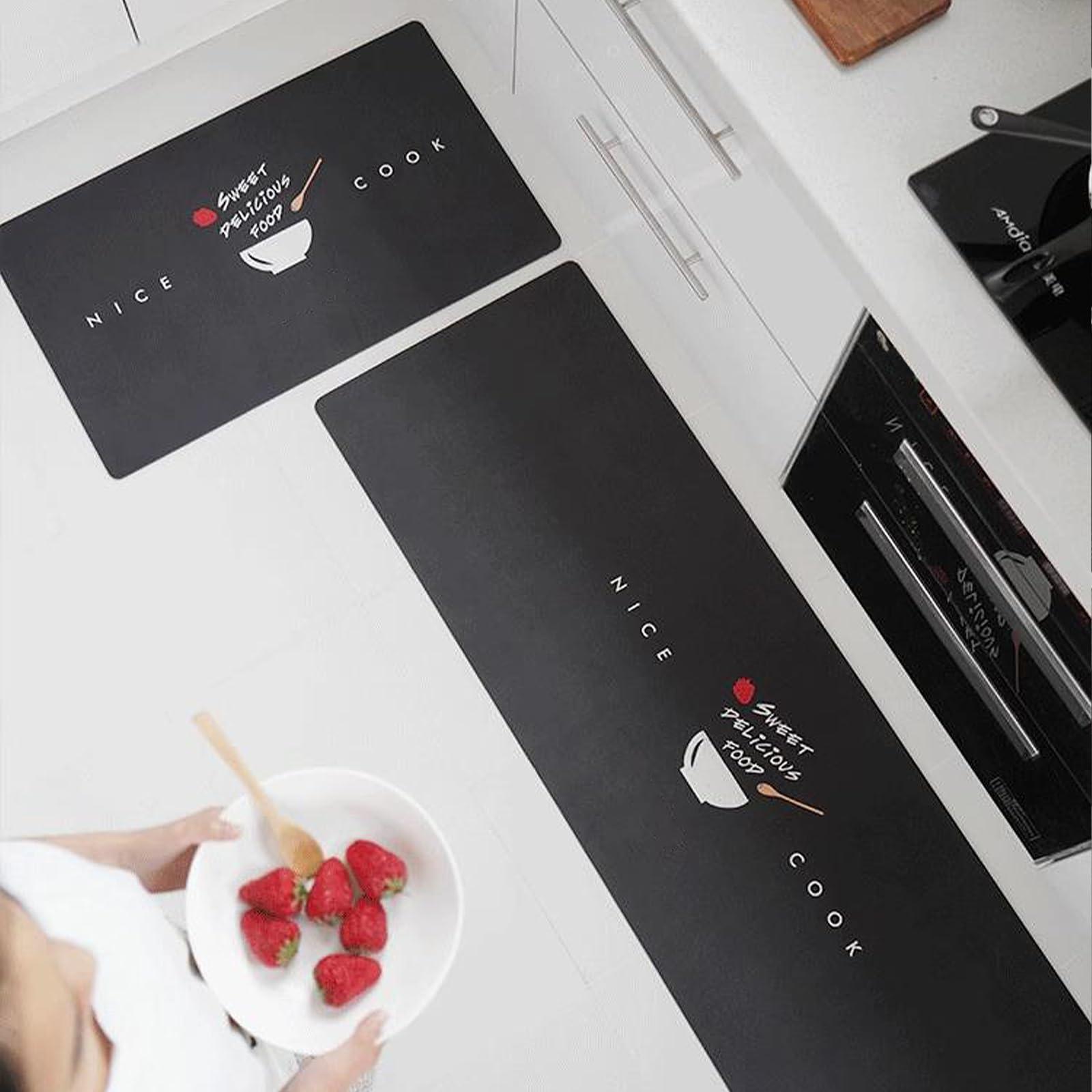 WIRMEC Padded Kitchen Floor Mats Large, Kitchen Carpets and Rugs Non-Slip Washable, Rubber Kitchen Mats for Floor Waterproof, Long Kitchen Padded Floor Mats for Standing, Comfort Mat for Kitchen, Entryway (