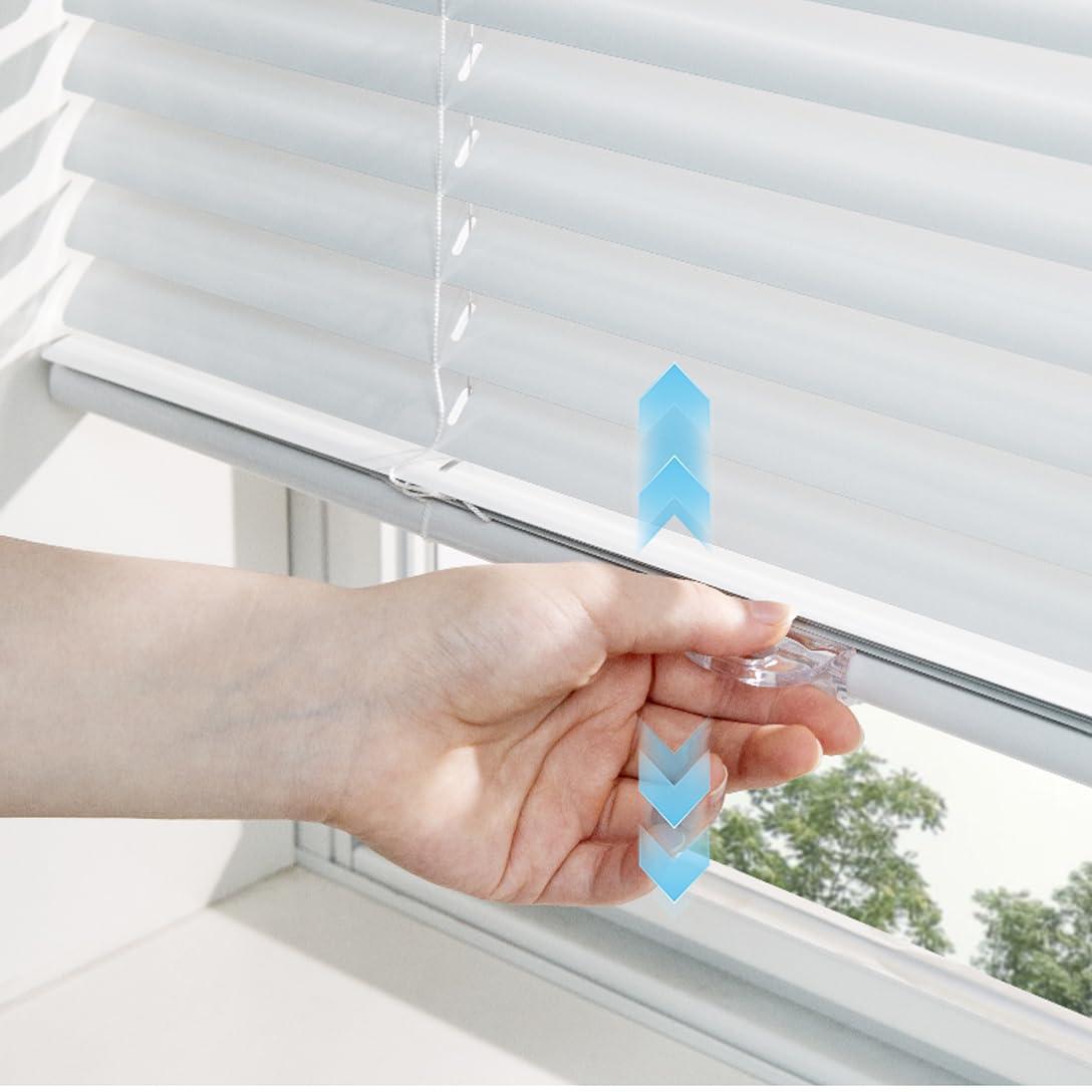 VEZEBSTR Custom Venetian Blinds for Windows Cordless 1 Inch Blinds Aluminum Blinds Interiors Mini Blinds for Room Darkening Blackout Horizontal Mini Blinds.White,28''W x 16''H