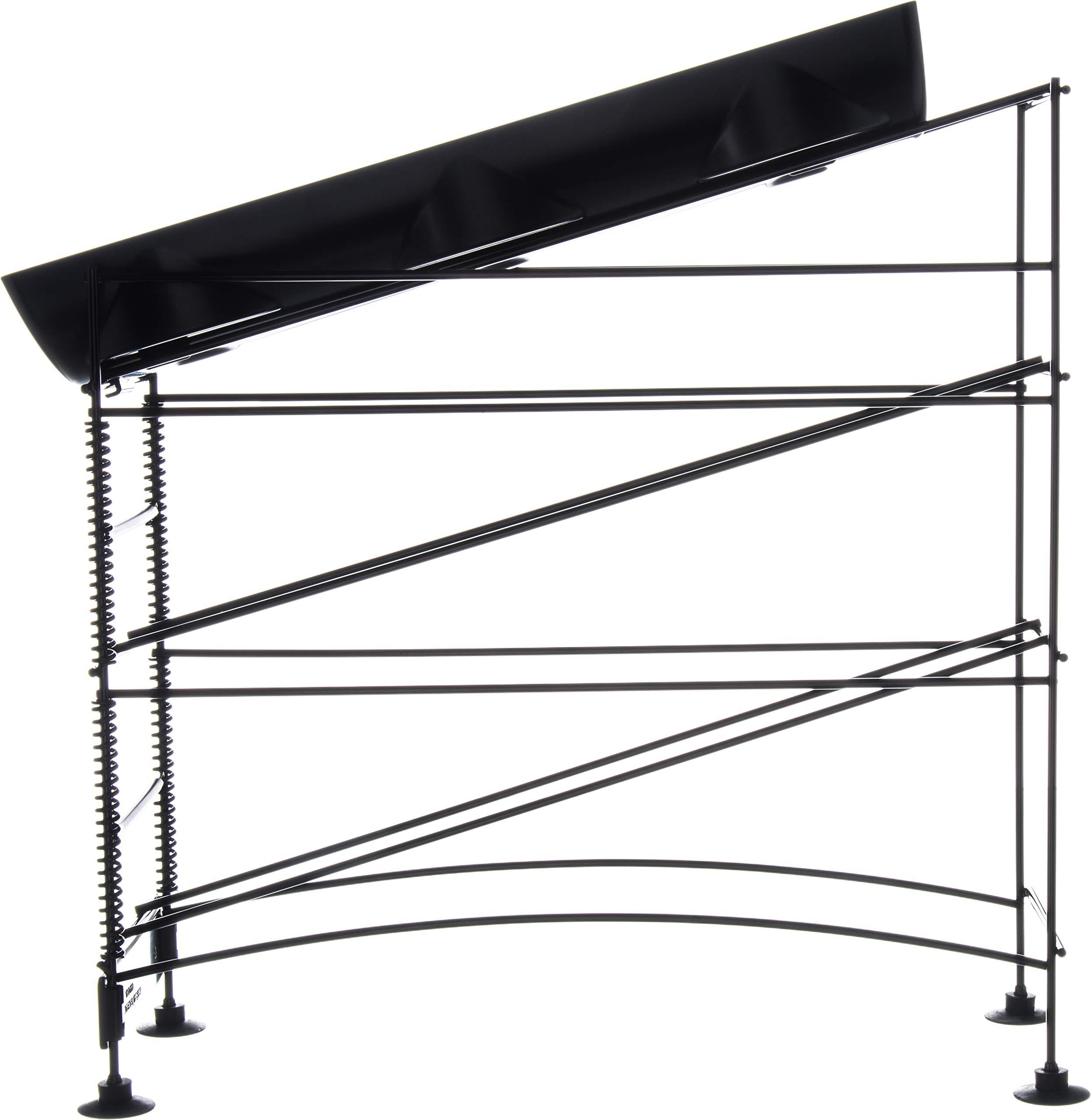 Carlisle Paddles San Jamar Wireworks Cup and Lid Dispenser Fits 8 - 44 Oz. Cups, 4 Tiers with Suction Cup Feet for Restaurants, Fast Food, And Kitchens, Plastic, 8.25 X 21.25 X 28 Inches, Black