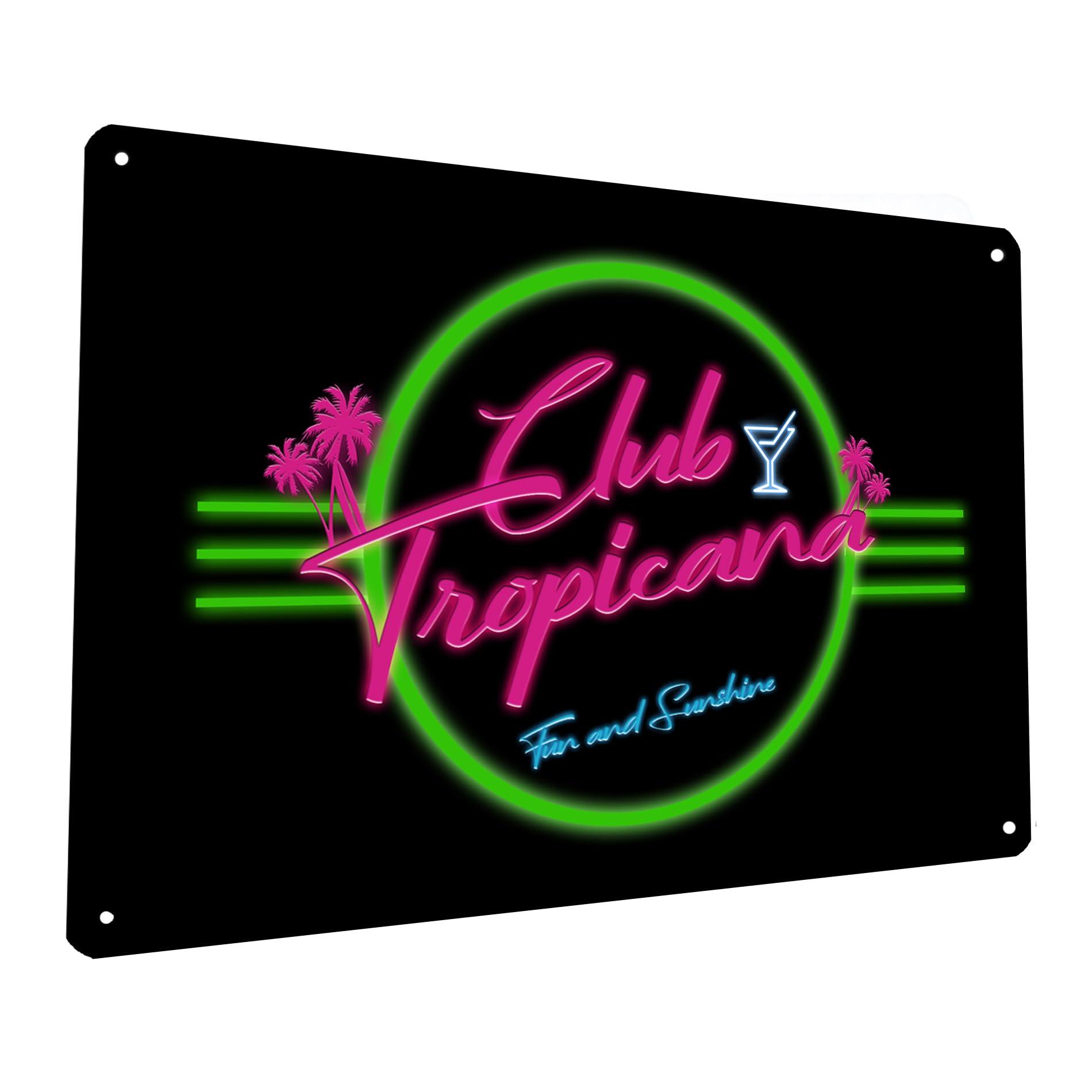 Artylicious Artylicious Club Tropicana Neon Cocktail Bar Wall Art A4 Metal Sign (30 X 20Cm Approx)