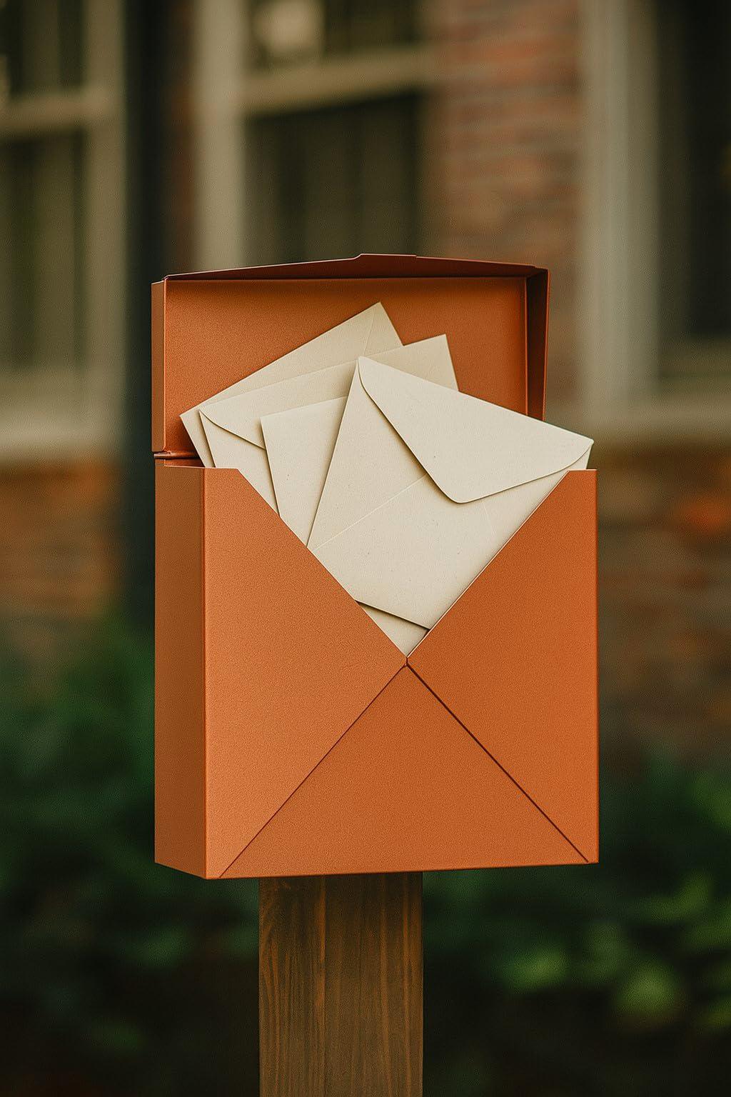 NACH NACH Mailboxes for Outside Wall Mount, 10 x 10 x 4 inch Copper Mail Boxes for House Outside, Waterproof Mailboxes for Outside - Chicago Style Mail Box