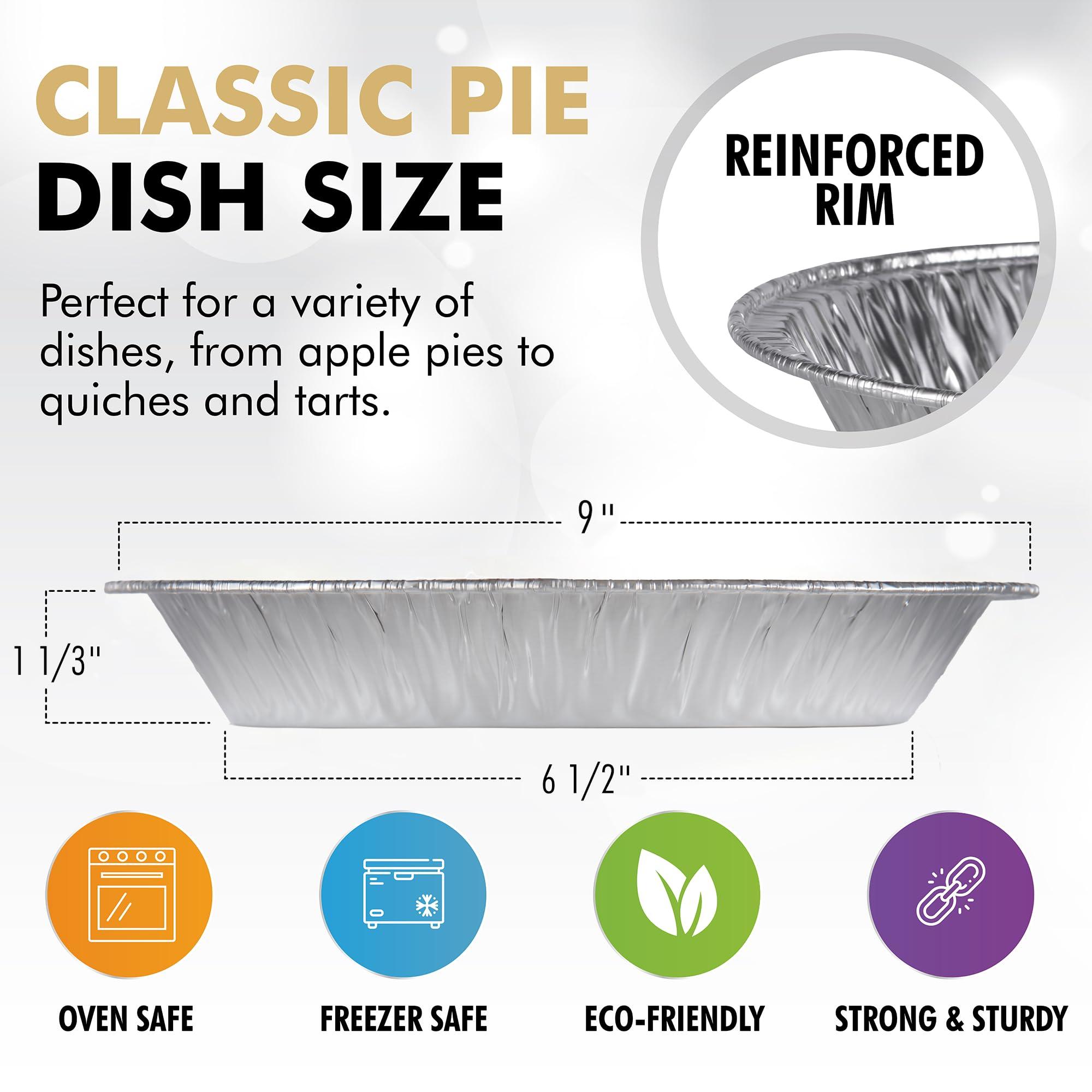 DOBI 9\" Pie Pans [30 Pack] - Heavy Duty Standard-Sized Disposable Aluminum Foil Pie Tins for Baking and Serving