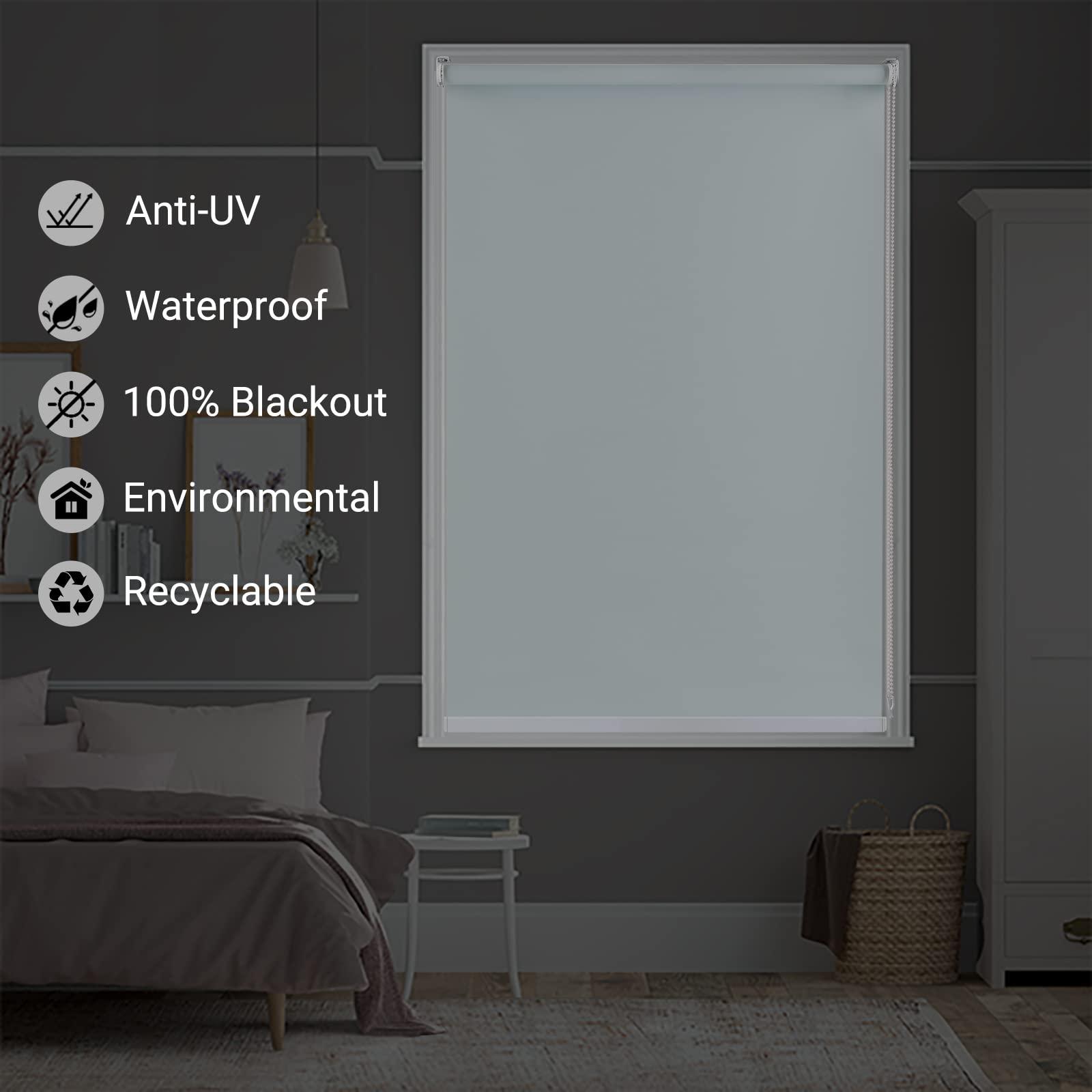 Didoya Didoya Outdoor Roller Shades,100% Blackout UV Protection Window Blinds for Patio,Doors,Windows,UV Protection Fabric,Easy to Install,76" W x 36" H,Blue