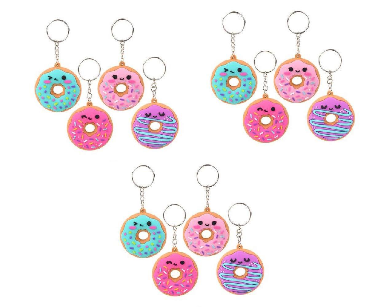 Shop Zoombie 2.25 Inch Donut Face Keychains -12 Pk - Party Favor, Accessory, Goody Bags, Prizes, Pinatas, Carnivals