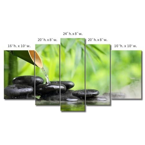 First Wall Art 5 Panel Zen Wall Art Green Spa Still Life with Bamboo Painting The Picture Print On Canvas Botanical Pictures for Home Decoration