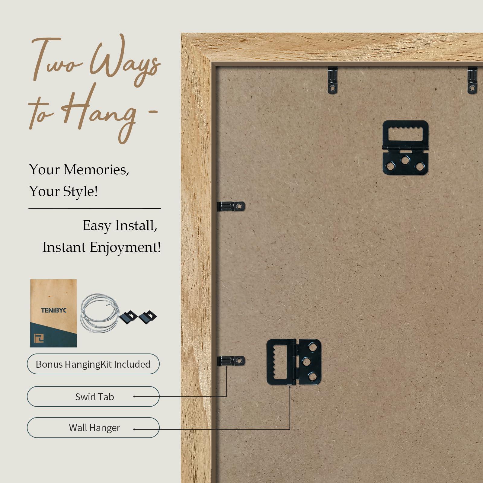 TENIBYC TENIBYC 20x30 Poster Frame Set - 4 Pack, Textured Natural Solid Wood Picture Frame, Wall Gallery Frame - Wall Hanging