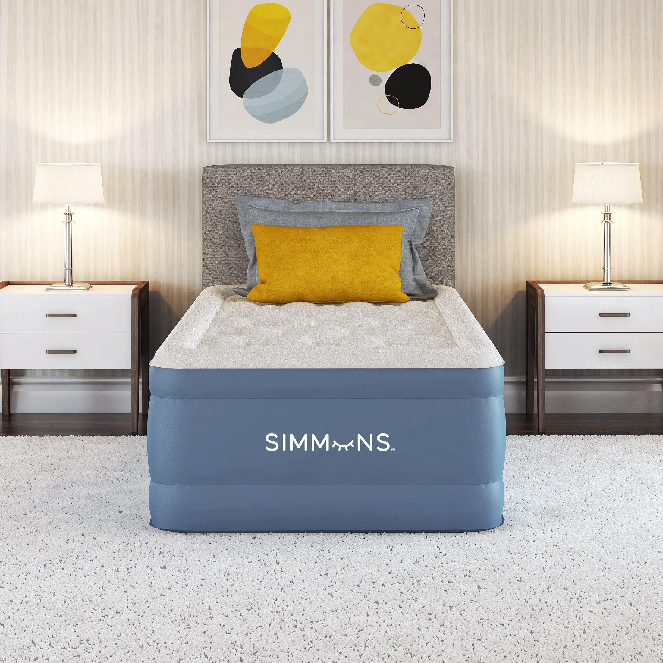 Simmons Simmons Rest Aire Mattress Air Bed with Side Built-in Pump and Soft Velveteen Topper, 17" Twin