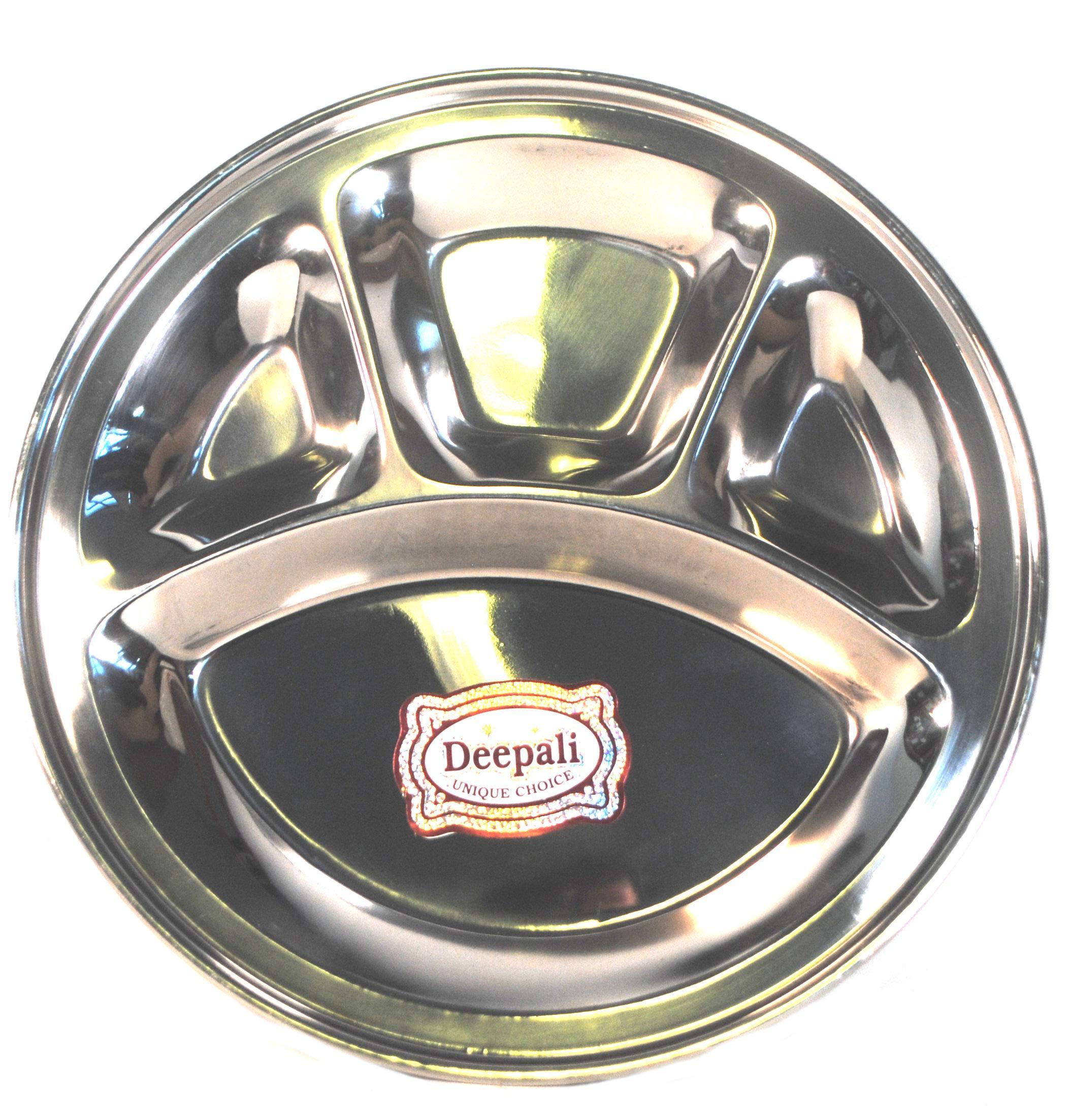 Authentic Indian Premium Stainless Steel Indian Thali Dish / Tray with Compartments 32cm (Harish)