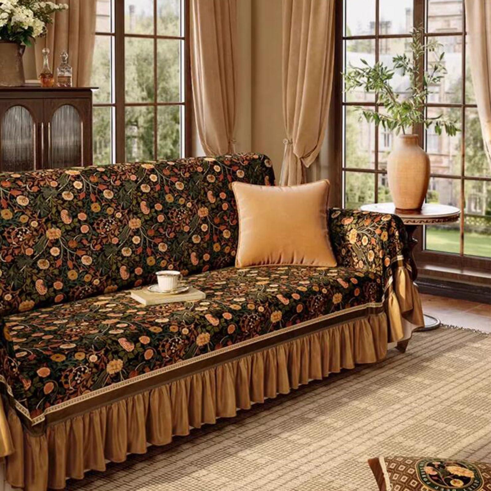 Generic Customized Retro Sofa Slipcovers,Modern Short Plush Sofa Cover Thickened Washable Couch Cover Country Style Couch Slipcover Furniture Protector Cover(W*L:195x360cm(77x142inch), H)