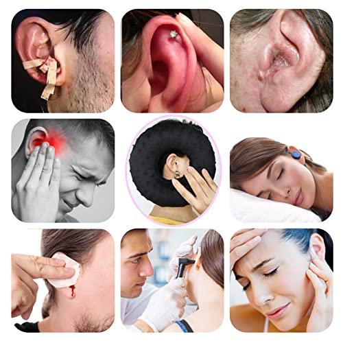 BNRendles BNRendles Ear Piercing Pillows for Side Sleeper with Ear Hole CNH Piercing Pillows Support Head Neck Ear Pain Relief Ear Pressure Sore Side Sleeping Ear Guard, Minky Dot Black