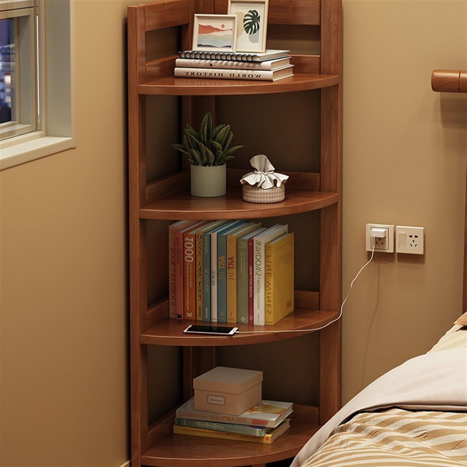 HEXEH HEXEH Shelf Bookcase Corner Solid Wood Bookshelf Simple Home Storage Rack Student Bedroom Bedside Bookcase Multi-Layer Storage Floor-Standing Storage Rack Bookcase Storage Shelves