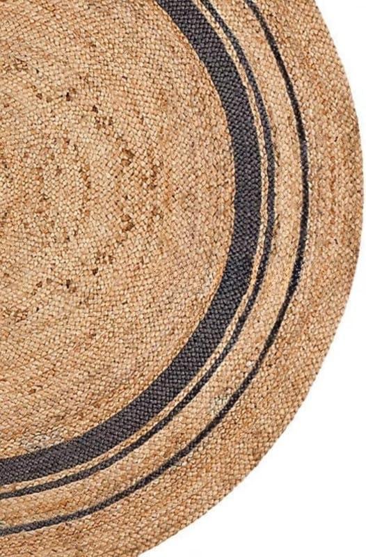 HomeLoft Basics Rajputana Rugs 6x6 Ft Natural Round Jute Area Rug, Floor Round Rug Braided Boho Eco Large Circular Handmade Area Rugs (Design 4)