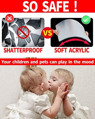 SHATTER MIRROS Unbreakable Acrylic Mirror Non-Glass shatterproof Mirror Full Length Wall Gym for Home Mirror Frameless Home Fitness Mirrors (4pcs,12 in x12 in ), Silver