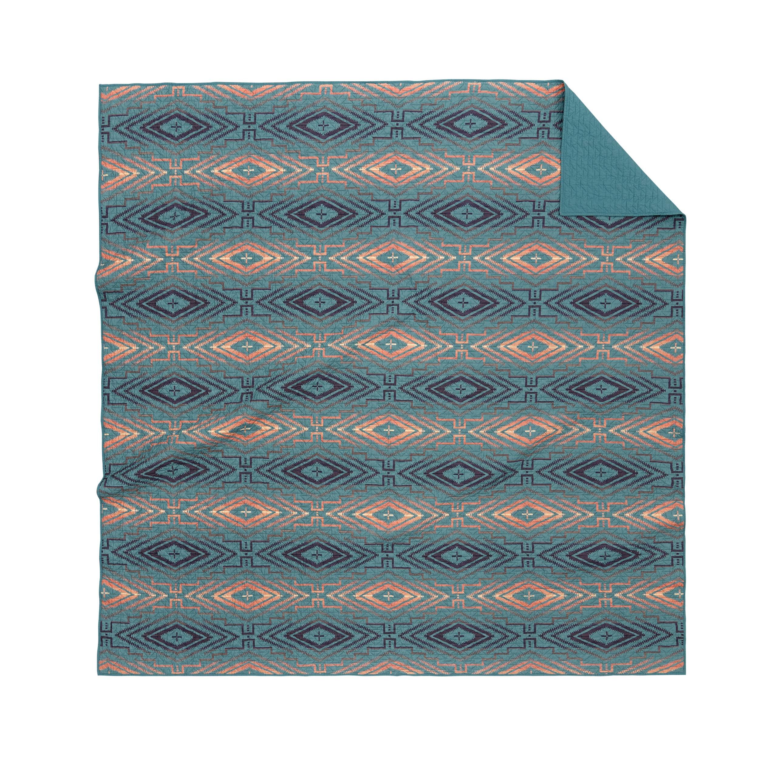 Pendleton PENDLETON 21730 Sunset Queen Comforter Sets, Cross Stitched Coverlet Set, Soft Printed Cotton Bedding Rustic Home Dcor, Full/Queen, Balsam Multi