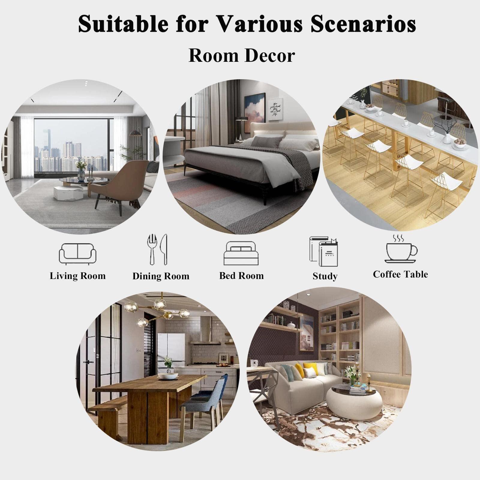 HomeLoft Basics Nordic White and Blue Square Geometry Rug for Bedroom, Luxury Blue Gradient Design Rugs for Living Room, Soft Cozy Breathable Non-Slip Throw Rugs for Office Dining Table Sofa, 5.3x6.6ft