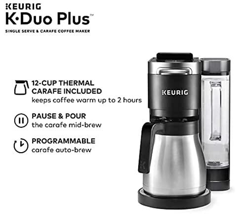 INNZA Keurig K-Duo Plus Coffee Maker, with Single Serve K-Cup Pod and 12 Cup Carafe Brewer, Black (12-Cup Thermal Carafe and 15 K-Cup Pods included)