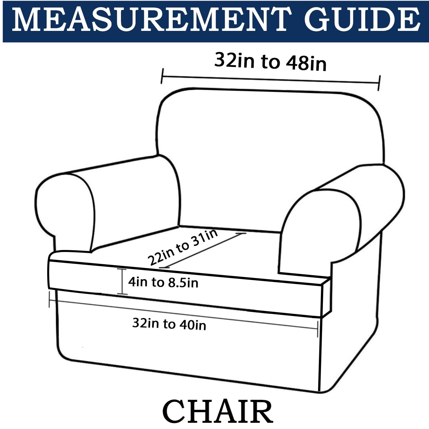 N\A 2 Piece T Cushion Sofa Slipcovers Thick Couch Cover Furniture Protector Stretch T Cushion Sofa Covers for 1 Cushion Couch with 1 Individual T Cushion Covers Washable (Black, Chair), LJX