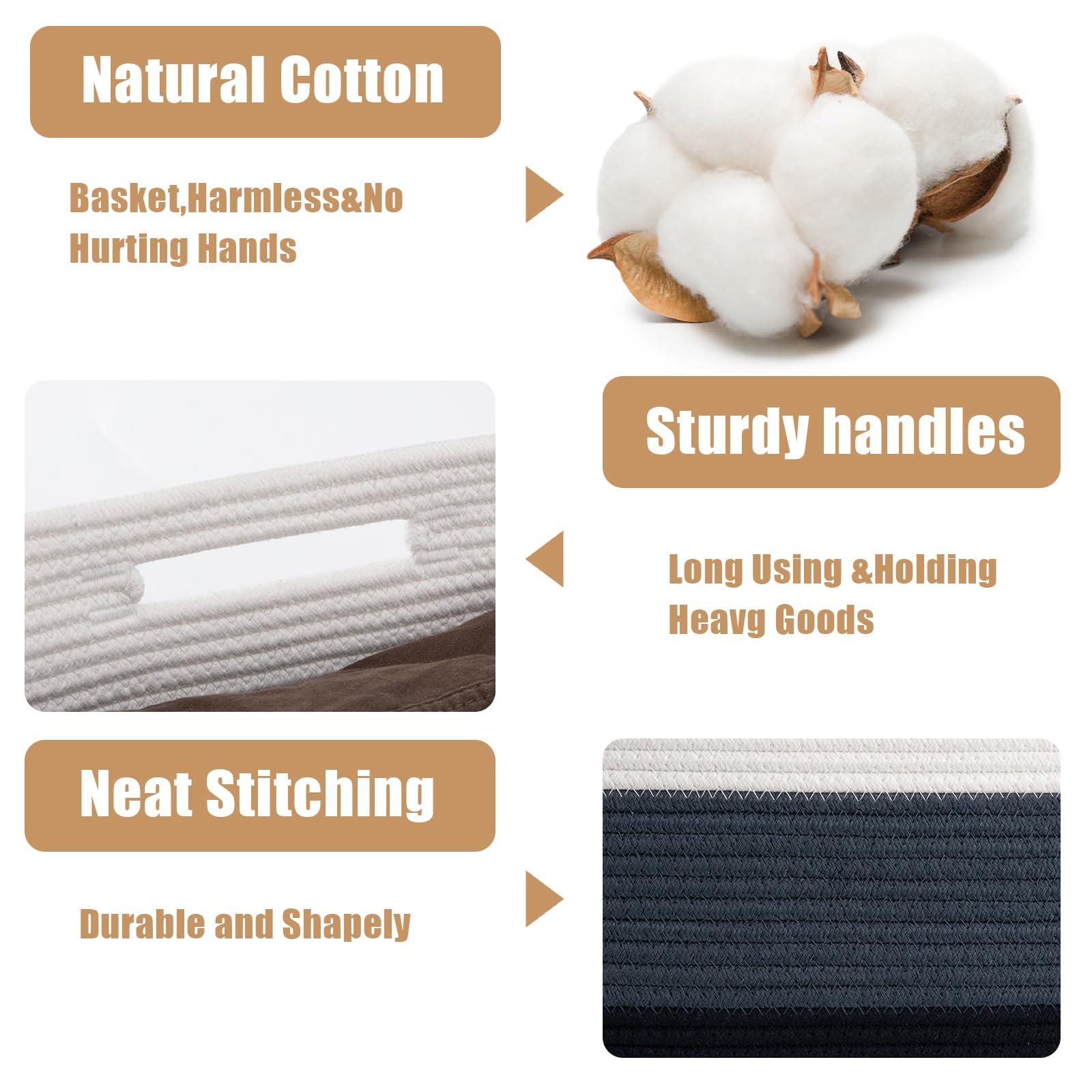 SIXDOVE Storage Baskets for Organizing, 2 Pack Woven Basket for Storage, Rectangle Baskets for Shelves Closet Organizers, Toy Basket for Nursery Storage Living Room, Laundry Room, Bedroom, Gradient Blue