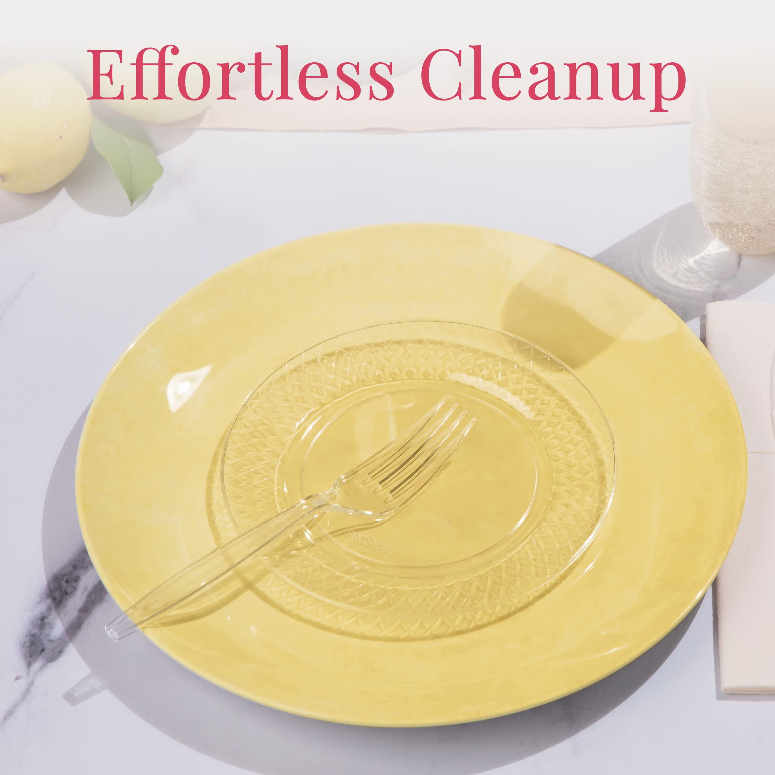 Prestee Prestee 300 Clear Plastic Forks - Fancy Plastic Silverware - Heavy-Duty Clear Plastic Silverware - Plastic Forks Disposable - Elegant Party Utensils - Suitable for Weddings, Holidays and Events