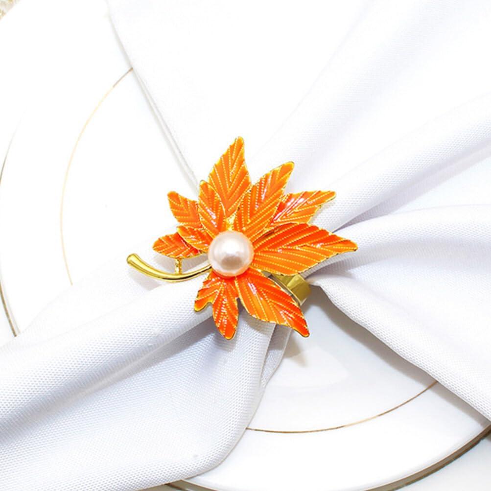 Yardwe Yardwe Fall Napkin Rings Holder, 4pcs Maple Leaf Napkin Ring Christmas Napkin Holder Serviette Buckles for Dining Table Harvest Autumn Farmhouse Thanksgiving Day Party Decor