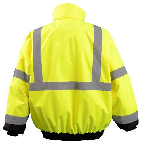 OccuNomix OccuNomix LUX-350-JB-BYL High Visibility 2-in-1 Quilted Black Bottom Bomber Jacket with Zip-Out Quilted Liner and 7 Pockets, Class 3, 100% ANSI Polyester, Large, Yellow