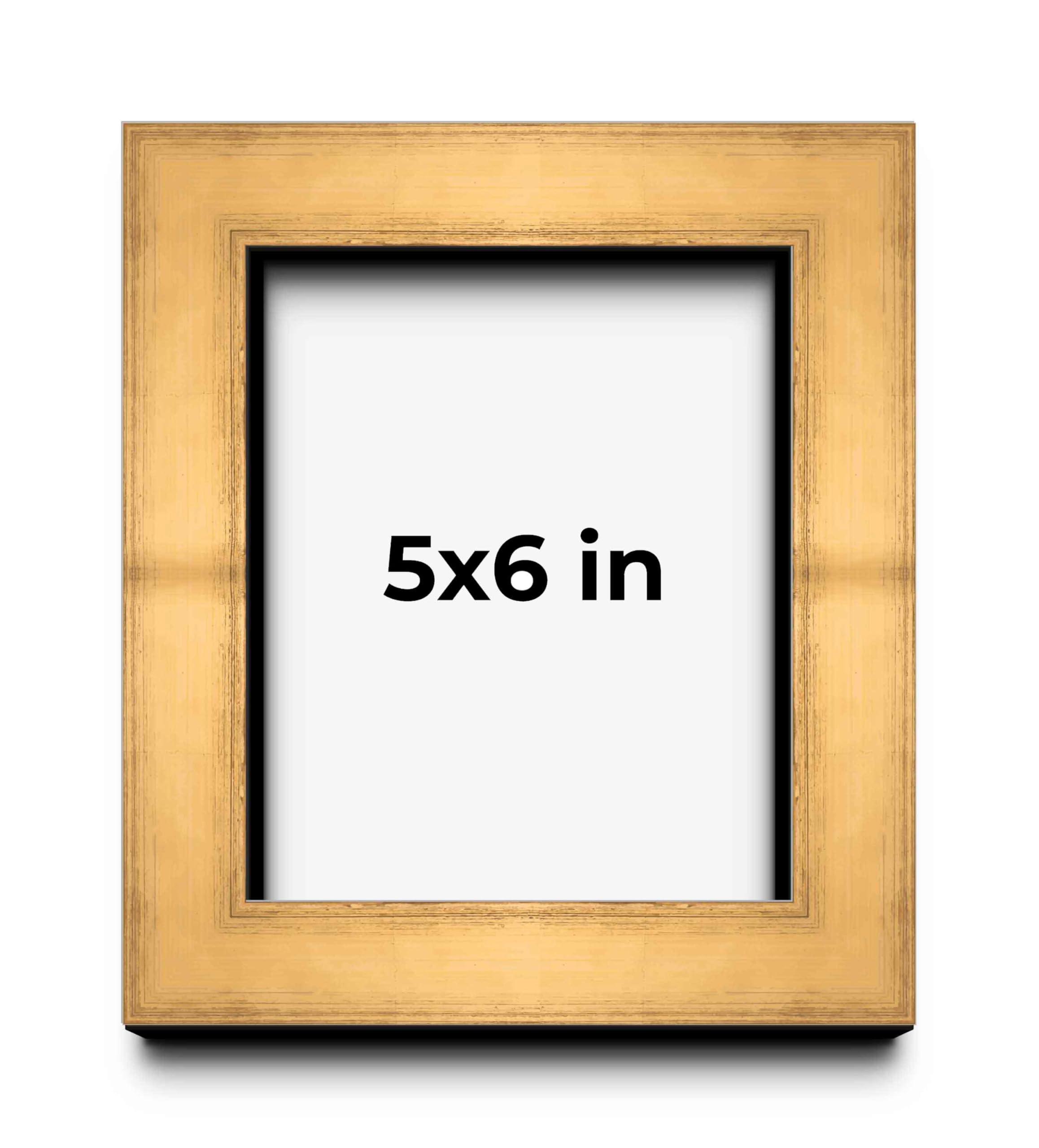 Poster Palooza 5x6 Inch Shadow Box Gold Scuffed Siena Display Frame | 1.5 Inch Deep | 1.125 Inch Moulding Width | Includes Shatter Resistant Acrylic Plexiglass, Foamboard Backing and Hanging Hardware