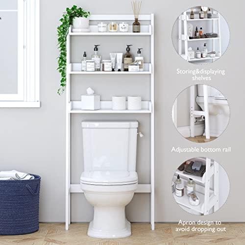UTEX UTEX Over The Toilet Storage Shelf, 3-Tier Over Toilet Bathroom Organizer, Above Toilet Shelves Rack (White)