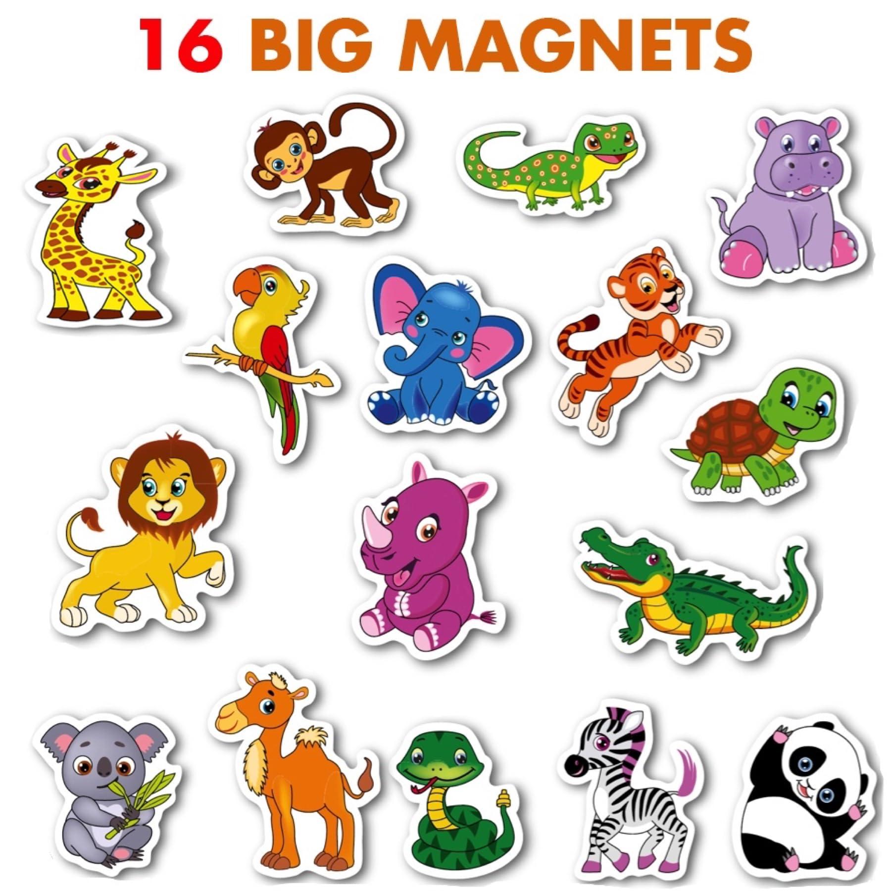 LIENO ROSIO LIENO ROSIO 16 Foam Zoo Animals Magnets - Big Baby Magnets Age 1+ - Funny Magnets for Kids on Fridge - Toddler Animal Toys - Magnetic Toys for Toddlers 1-3