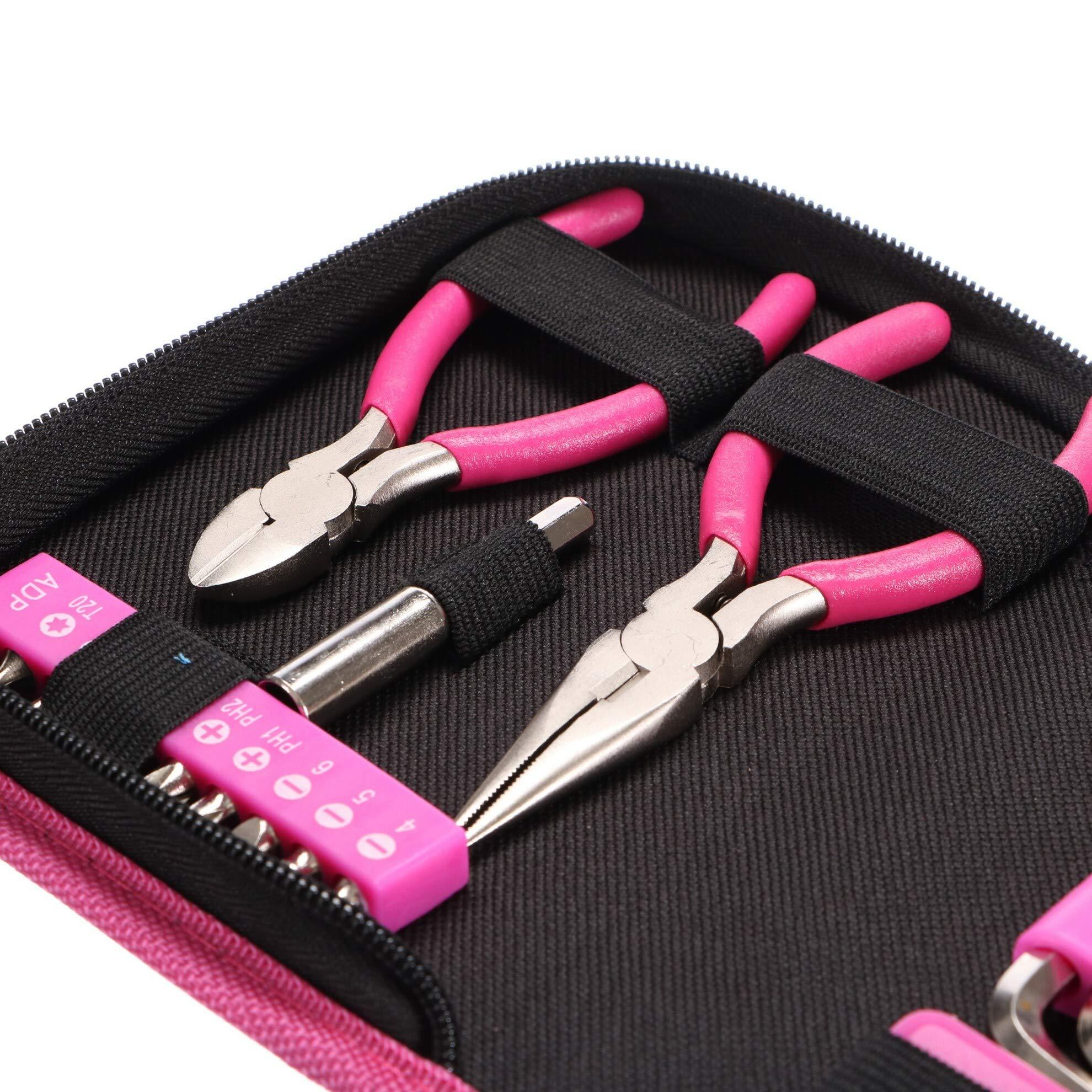 SIXTOL SIXTOL Home Pink 26 Tool Set in a Bag | For Home Use | Practical Tool Bag | High Quality | Ideal for Household or Garage | Pink, Black