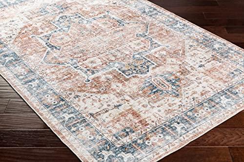 BoutiqueRugs BoutiqueRugs Adara Traditional Bordered Area Rug - Machine Washable - Dark Red, Blue, White - 2'7" x 4'