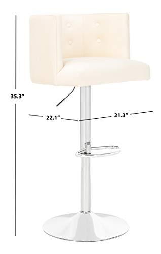 Safavieh Safavieh Couture Zayna Glam Cream Velvet 26.8\"-35\" Adjustable Bar Stool Barstool,