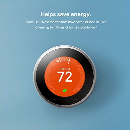 Google Google Nest Learning Thermostat - Programmable Smart Thermostat for Home - 3rd Generation Nest Thermostat - Works with Alexa - Copper