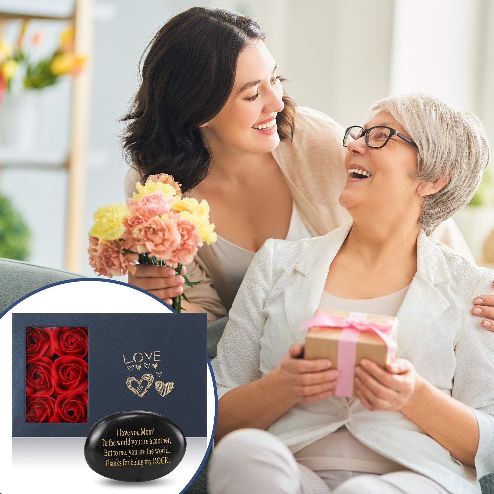 Sundrence Valentines Day Gifts for Mom,Mom Valentines Day Gifts,Engraved Rock, Unique Presents with Card