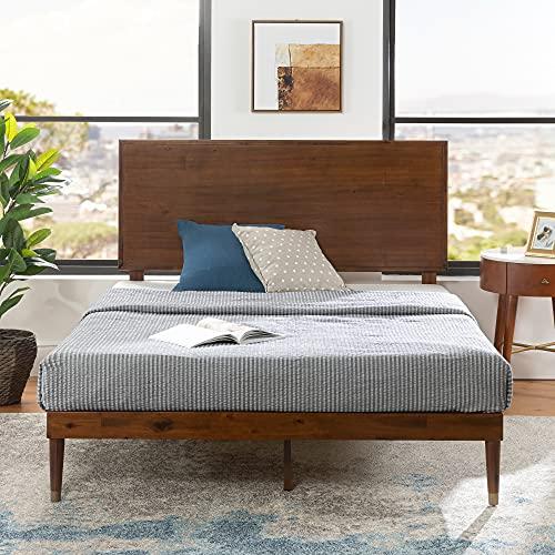 Zinus ZINUS Raymond Wood Platform Bed Frame with Adjustable Wood Headboard, Solid Wood Foundation, Wood Slat Support, No Box Spring Needed, Easy Assembly, King, Brown
