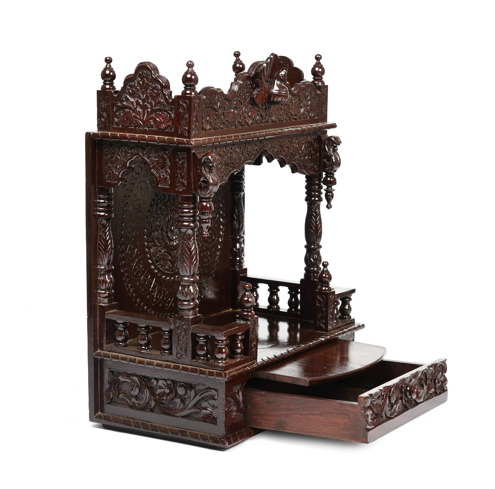 Desi Bazar Desi Bazar Wooden Mandir | Indian Mini Home Temple | Rosewood Handmade Mandir