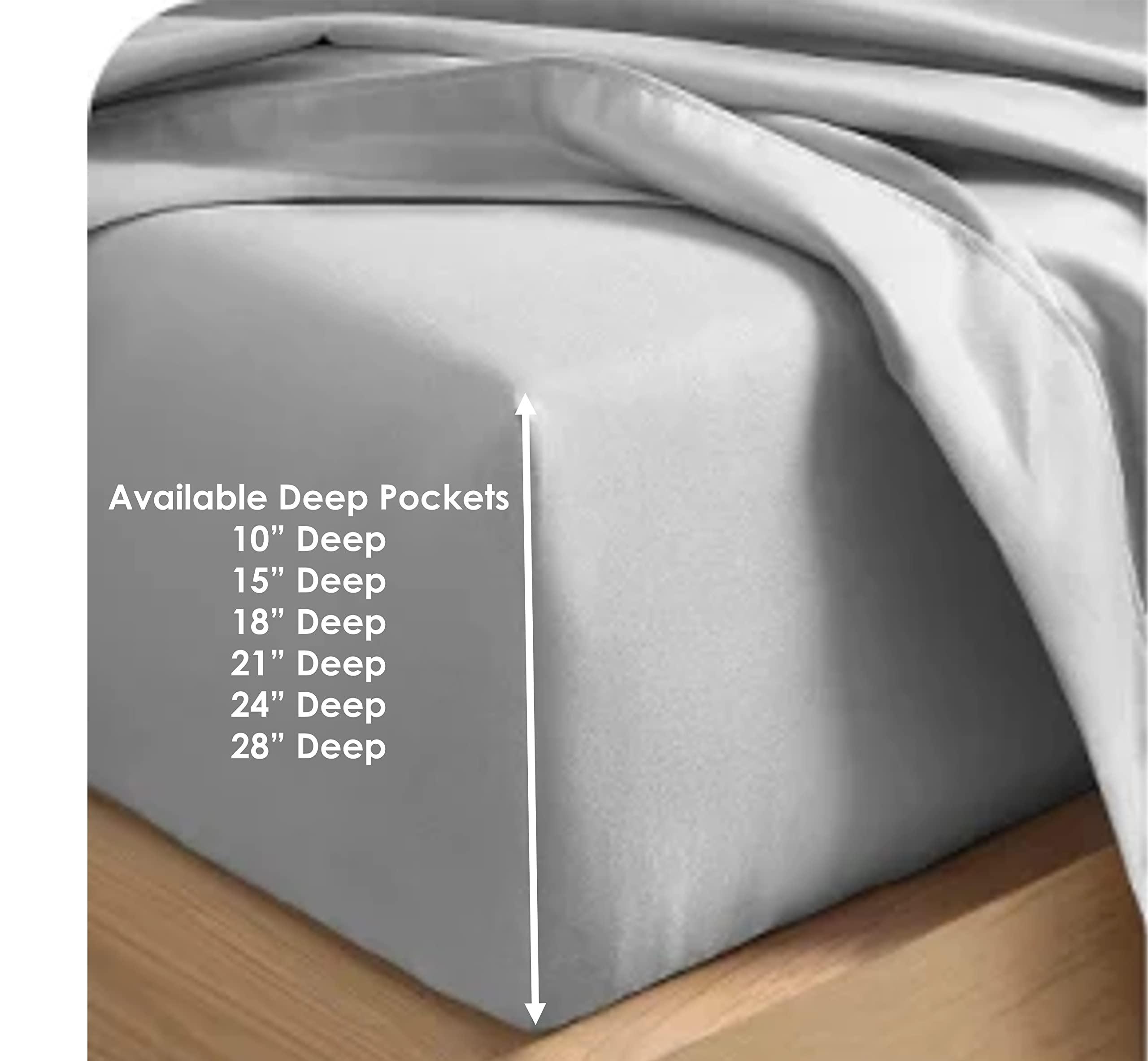 Neerahi 1000 Thread Count 100% Egyptain Cotton RV Short Queen, Light Grey [4 PC] Sheets Set, Long-Staple Egypt Cotton Bedsheet, Breathable, Soft & Silky Sateen Weave, Fits Upto 10\'\' Deep Pockets Mattress
