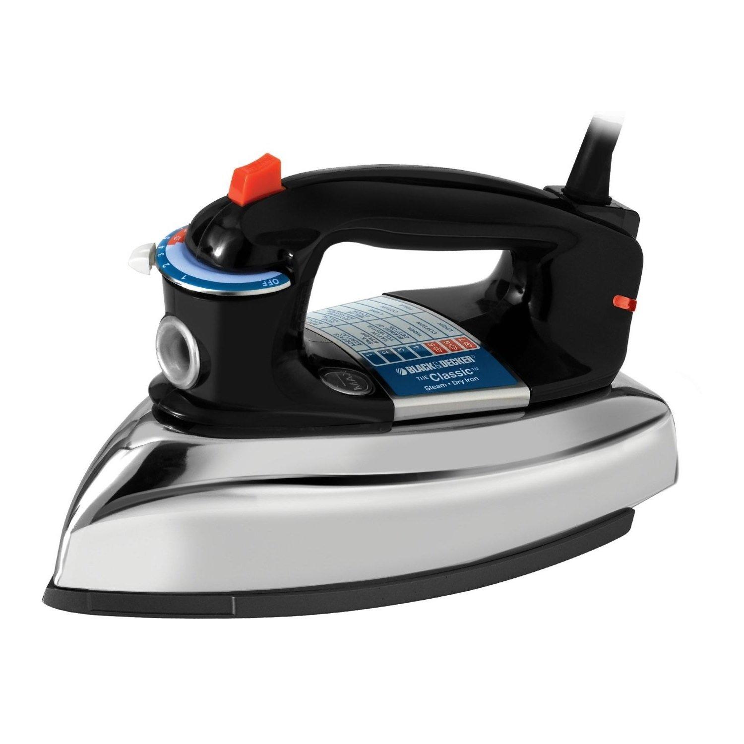 BLACK+DECKER BLACK+DECKER Classic Iron with Aluminum Soleplate, F67E-T