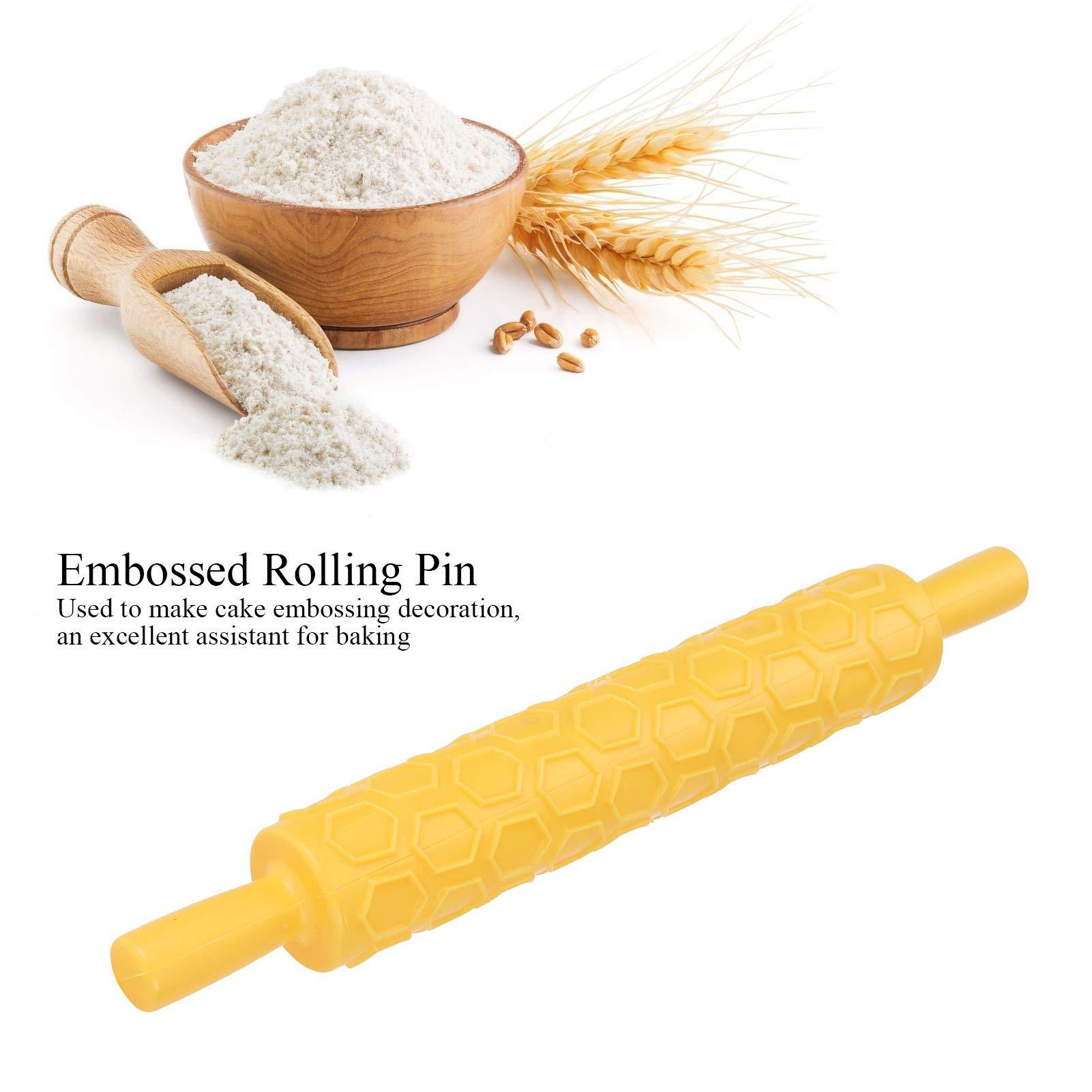 Milltrip Embossed Rolling Pin, Fondant Roller Plastic Handle Rolling Pin for Biscuits Pastry Cake Decoration(#2)