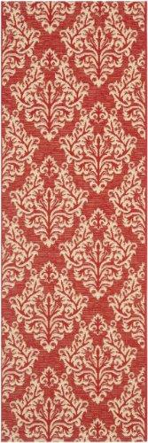 Safavieh SAFAVIEH Courtyard Collection 2'3" x 10' Red/Cream CY6930 Indoor/ Outdoor Waterproof Easy Cleaning Patio Backyard Mudroom Runner Rug