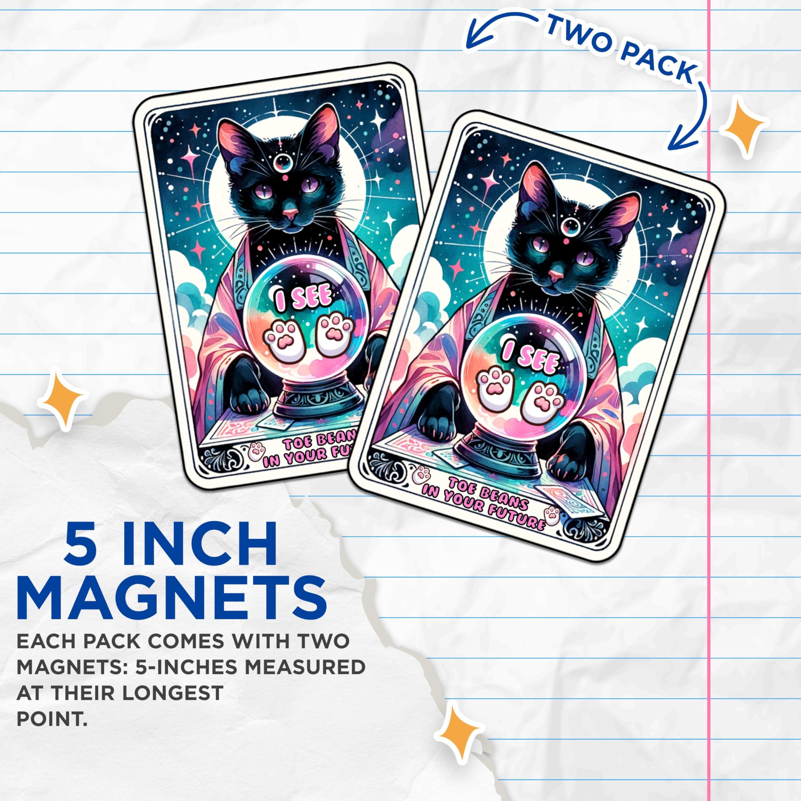 Bliss Monkey Co. (2 Pack) Toe Beans in Your Future Magnets - Cat Physic Tarot Card - 5\" On Longest Side - Premium Magnet - for Cars, Refrigerators, Toolboxes, Lockers - Made in USA - MAG1113