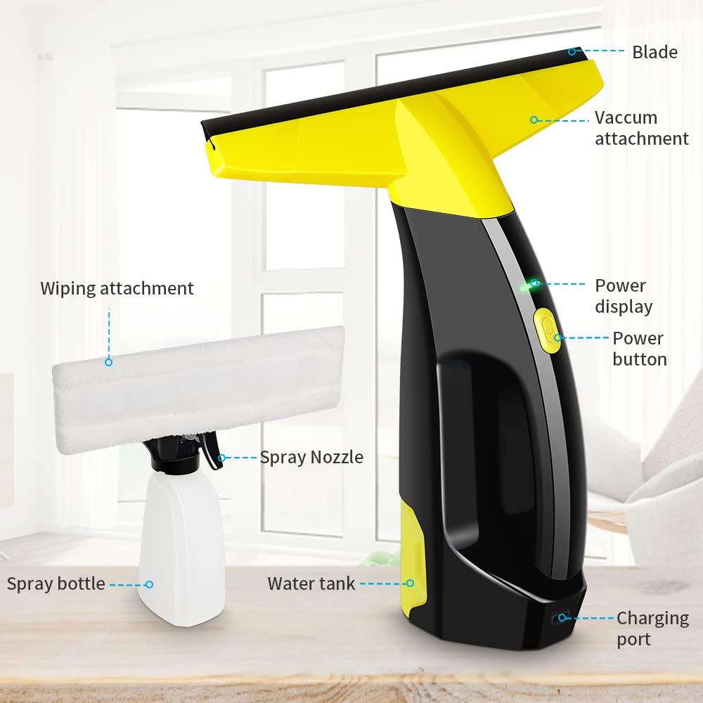 Eave Rechargeable Window Vac, Power Window Vacuum Cleaner Set, Window Squeegee Electric Cleaning Tool for Windows, Tiles, Mirrors, 200ml Water Tank