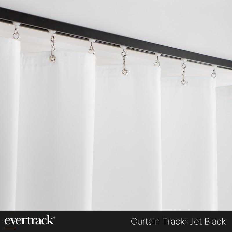 EverTrack EverTrack Curtain Track - Ceiling Mounted Curtain Rail for Curtains, Drapes, and Room Dividers - USA Made - Small (8 Feet), Jet Black