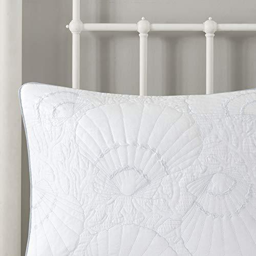 Harbor House Harbor House Cotton Comforter Set-Coastal Oceanic Sealife Design All Season Down Alternative Bedding with Matching Shams, Bedskirt, King(108"x96"), Beach, Quilted Seashell White, 4 Piece,HH10-703