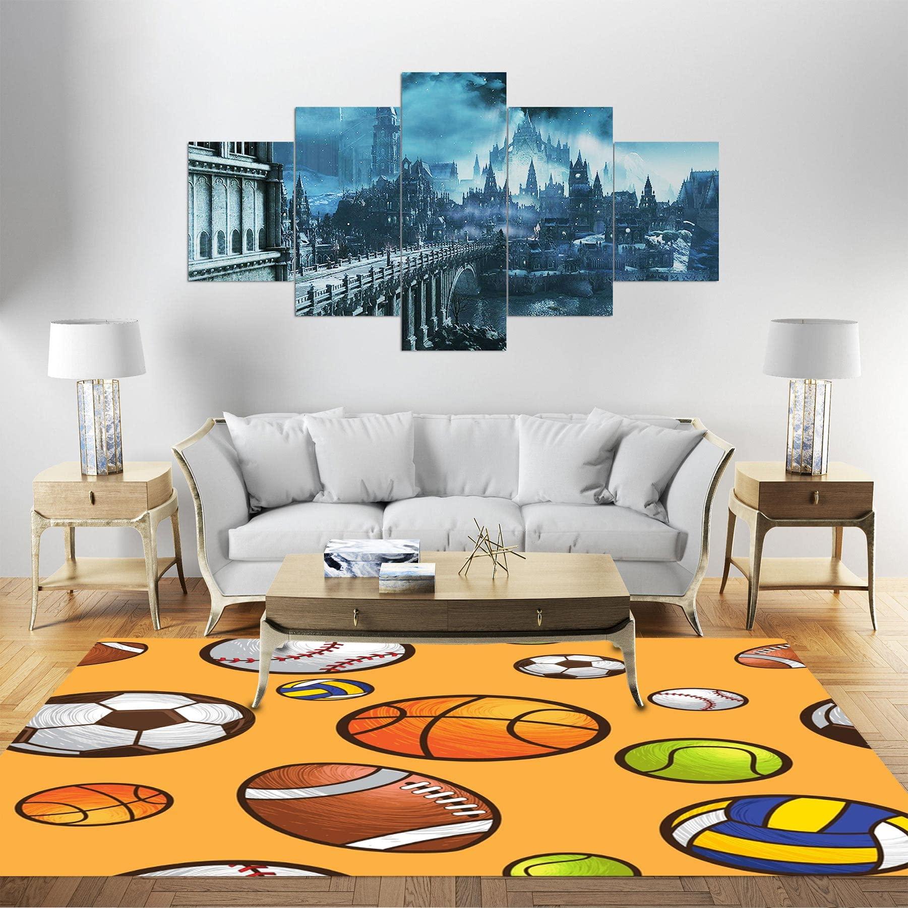 Ocervd Ocervd Sport Style Football Basketball Rugby Tennis Area Rug Rugs for Living Room Bedroom 2x4ft